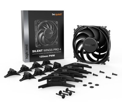 מאוורר שחור למארז מחשב Be Quiet! BL098 Silent Wings Pro 4 120mm PWM 3000RPM 36.9dBA Black